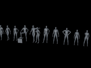 13 standing people minimalist low-poly Modelo 3D