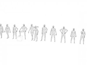 13 standing people minimalist low-poly Modelo 3D