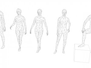 13 standing people minimalist low-poly Modelo 3D