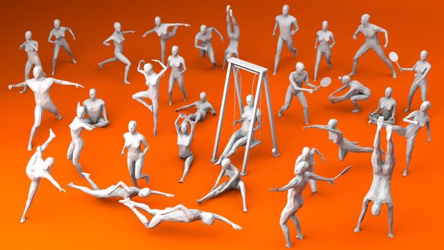 31 sport and outdoors activities people minimalist low-poly Model 3D .c4d .max .obj .3ds .fbx .stl .blend 
