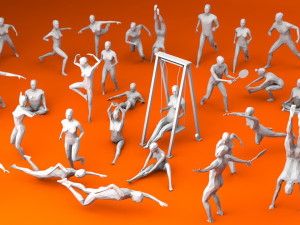 31 sport and outdoors activities people minimalist low-poly 3D Model