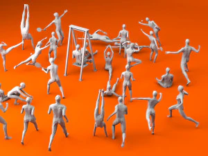 31 attivit&agrave; sportive e all'aria aperta persone minimaliste low-poly Modello 3D