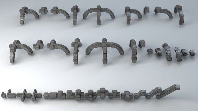 sci-fi shapes - the blocks low-poly 3D Model .c4d .max .obj .3ds .fbx .stl .blend 