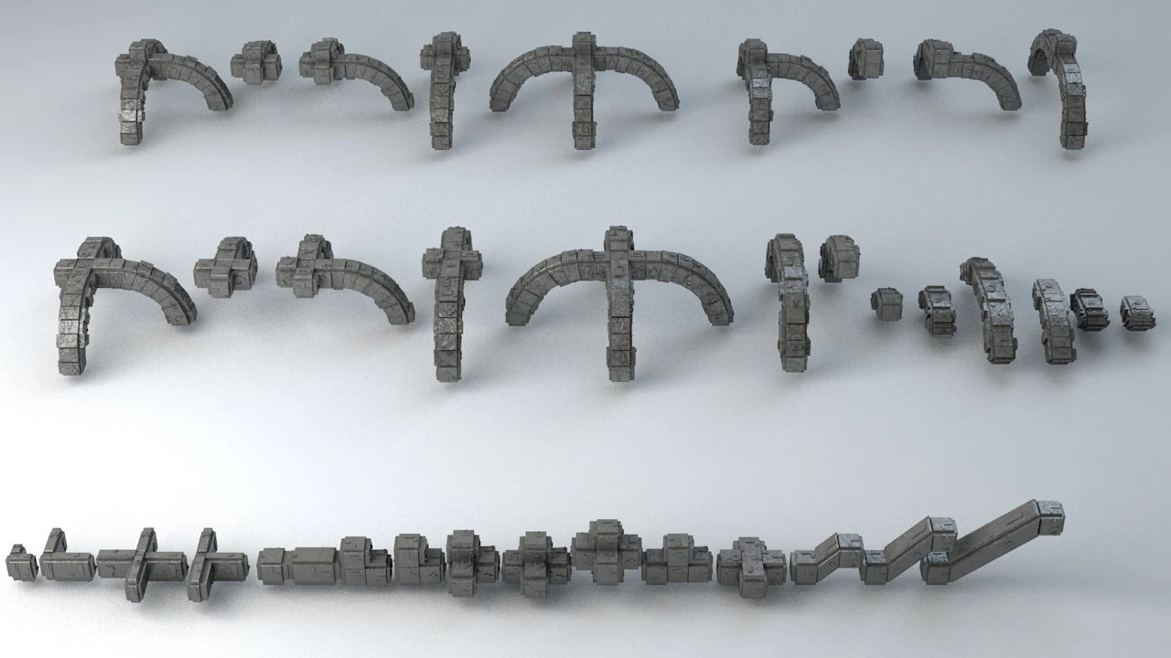 sci-fi shapes - the blocks low-poly 3D Model .c4d .max .obj .3ds .fbx .stl .blend 