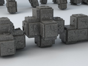 sci-fi shapes - the blocks low-poly 3D Model