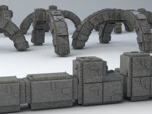 sci-fi shapes - the blocks low-poly 3D Model