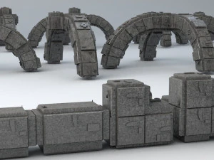 sci-fi shapes - the blocks low-poly 3D Model