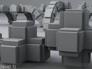 sci-fi shapes - the blocks low-poly 3D Model