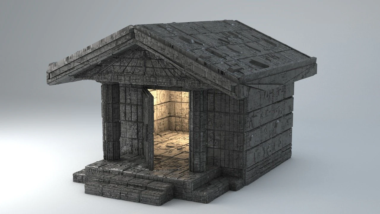 sci-fi shapes - the necropolis low-poly 3D Model .c4d .max .obj .3ds .fbx .stl .blend