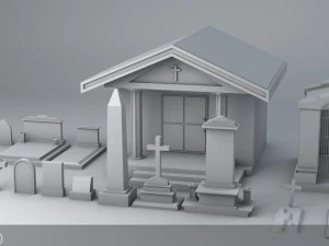 sci-fi shapes - the necropolis low-poly 3D Model
