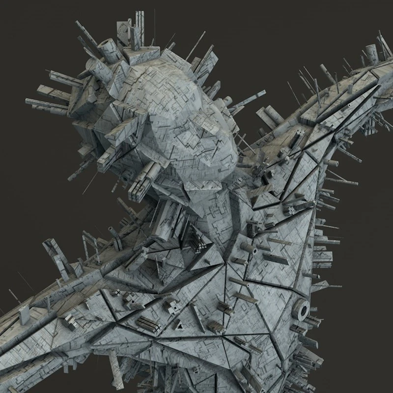 kształty science-fiction - strach na wr&oacute;ble low-poly Model 3D .c4d .max .obj .3ds .fbx .stl .blend 