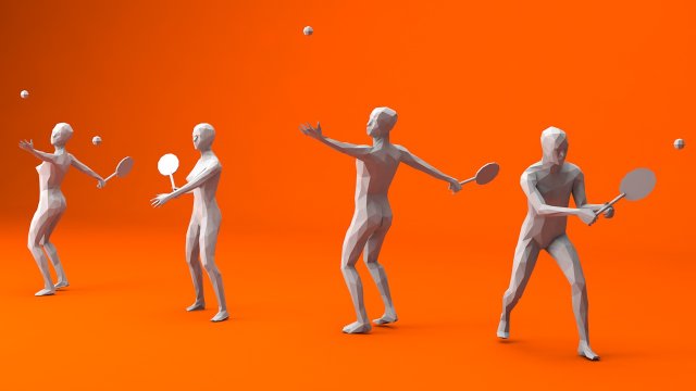 4 tennis player lowpoly people low-poly Modelo 3D .c4d .max .obj .3ds .fbx .stl .blend 