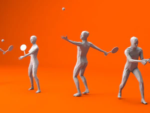 4 테니스 선수 대표성 사람들 로우 폴리 3D 모델