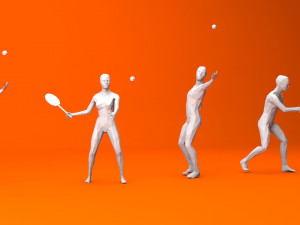 4 tennis player lowpoly people low-poly Modelo 3D
