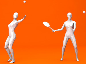 4 tennis player lowpoly people low-poly Modelo 3D