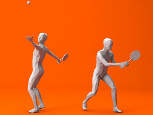4 tennis player lowpoly people low-poly Modelo 3D