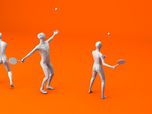 4 tennis player lowpoly people low-poly Modelo 3D