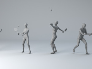 4 tennis player lowpoly people low-poly Modelo 3D