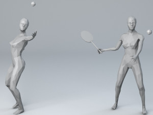 4 tennis player lowpoly people low-poly Modelo 3D