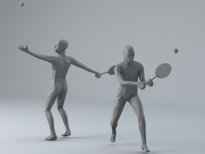 4 tennis player lowpoly people low-poly Modelo 3D