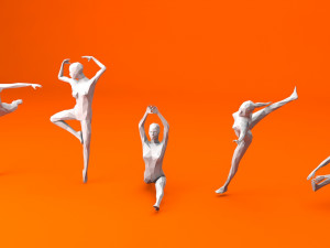 5 ballet and skating lowpoly women low-poly 3D Model