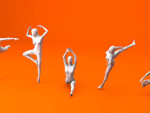 5 mulheres de bal&eacute; e patina&ccedil;&atilde;o lowpoly low-poly Modelo 3D