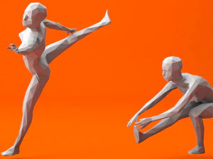 5 ballet and skating lowpoly women low-poly 3D Model