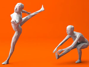 5 ballet and skating lowpoly women low-poly 3D Model