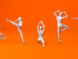 5 ballet and skating lowpoly women low-poly 3D Model