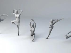 5 ballet and skating lowpoly women low-poly 3D Model