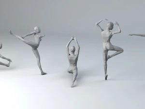 5 ballet and skating lowpoly women low-poly 3D Model
