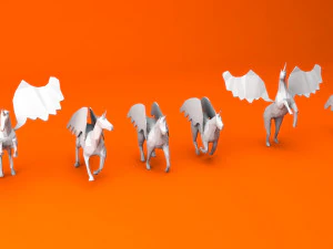 6 lowpoly unicorn pegasus low-poly 3D Model