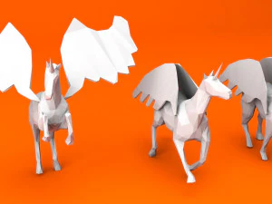 6 lowpoly unicorn pegasus low-poly 3D Model