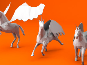 6 lowpoly unicorn pegasus low-poly 3Dモデル