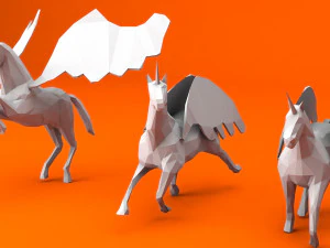6 lowpoly unicorn pegasus low-poly 3D Model