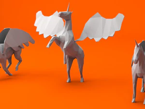 6 lowpoly unicorn pegasus low-poly 3D Model