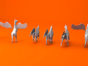 6 lowpoly unicorn pegasus low-poly 3D Model