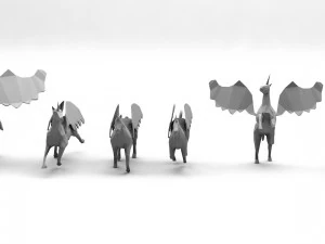 6 lowpoly unicorn pegasus low-poly 3D Model