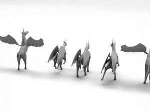 6 lowpoly unicorn pegasus low-poly 3D Model