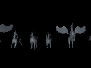 6 lowpoly unicorn pegasus low-poly 3D Model