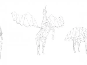 6 lowpoly unicorn pegasus low-poly 3D Model