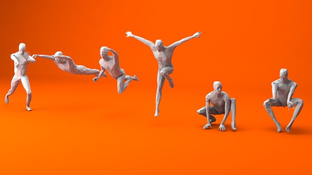 6 super heroes people minimalist low-poly 3Dモデル .c4d .max .obj .3ds .fbx .stl .blend 