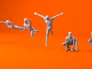 6 super heroes people minimalist low-poly 3D Model