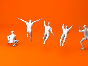 6 super heroes people minimalist low-poly 3Dモデル