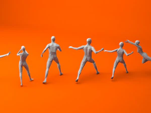 7 fighting moves lowpoly people minimalist low-poly 3D Model