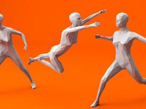 7 fighting moves lowpoly people minimalist low-poly 3Dモデル