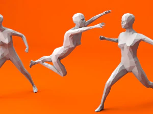 7 fighting moves lowpoly people minimalist low-poly 3D Model