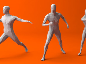 7 fighting moves lowpoly people minimalist low-poly 3Dモデル
