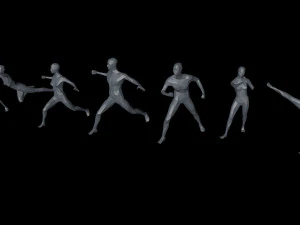 7 fighting moves lowpoly people minimalist low-poly 3D Model