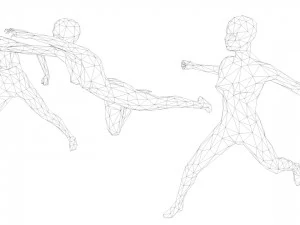 7 fighting moves lowpoly people minimalist low-poly 3D Model